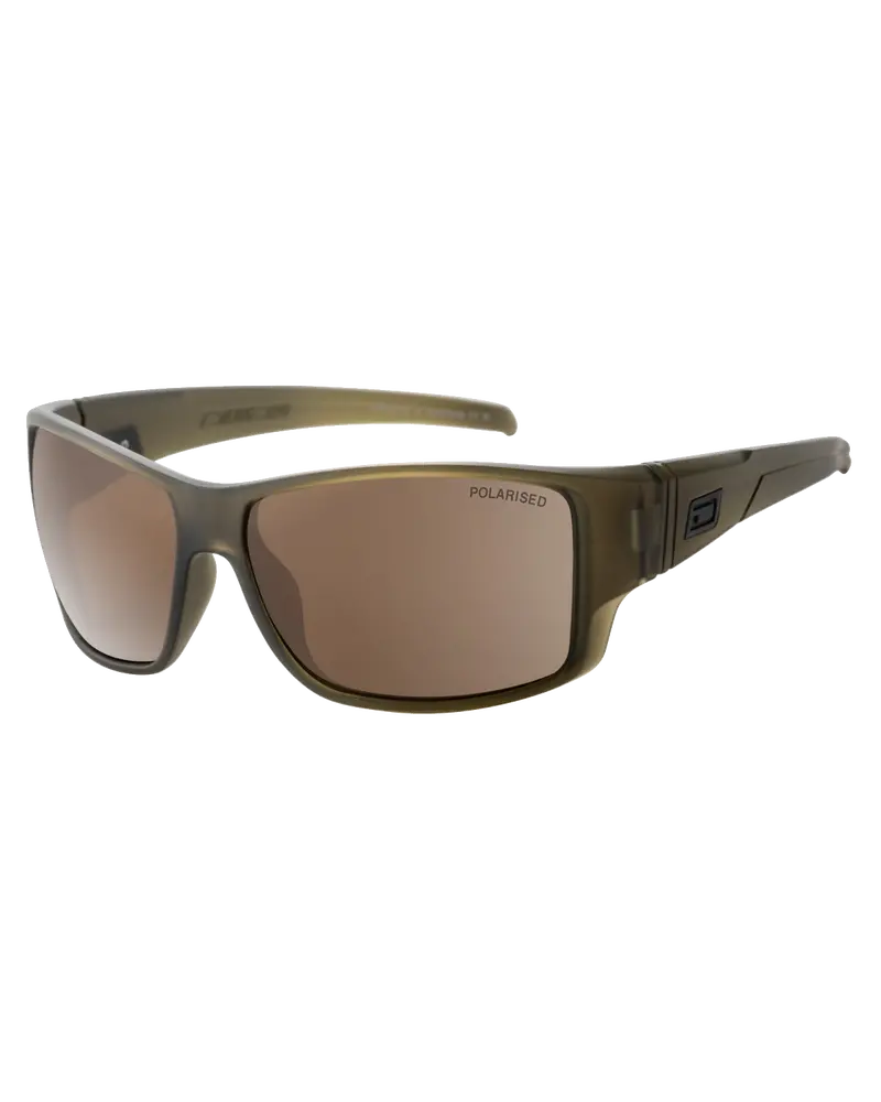 Hoodoo Polarized Sunglasses – Satin Crystal Olive Green & Brown