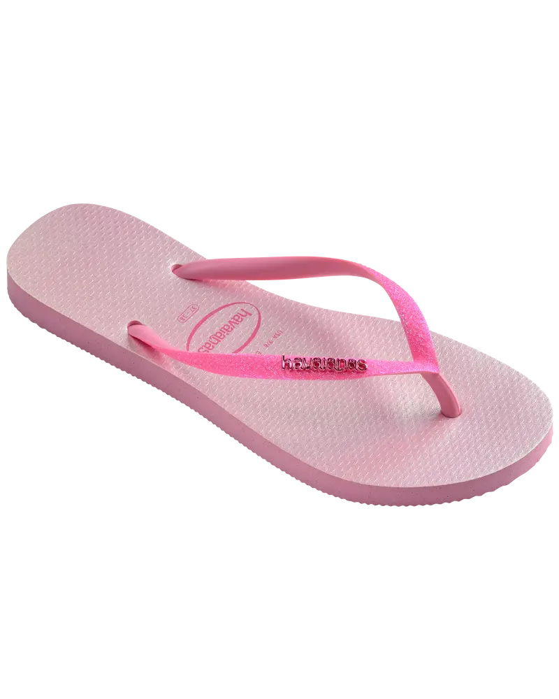 Iridescent Glitter Pink Lemonade Slim Flip Flops