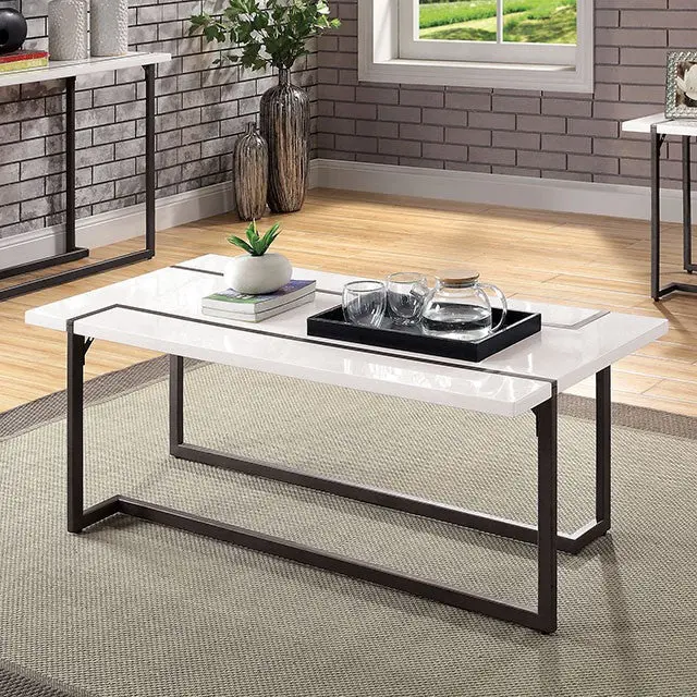 Izar Geometric Glass-and-Wood Coffee Table
