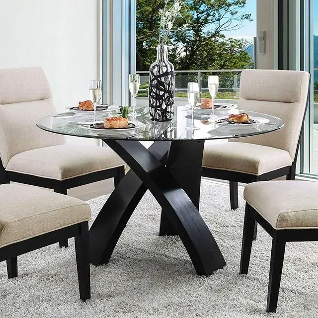 Jasmin Black and White Round Dining Table