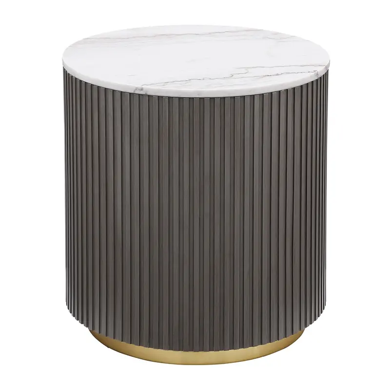 Jason Slim Profile End Table – Metallic Frame with Wood Veneer Top