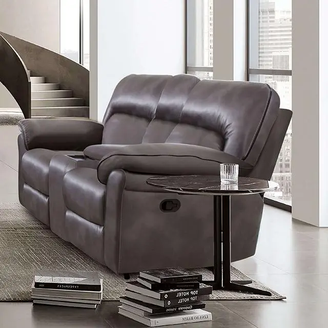 JOSIAS Dark Gray Leatherette Loveseat Sofa