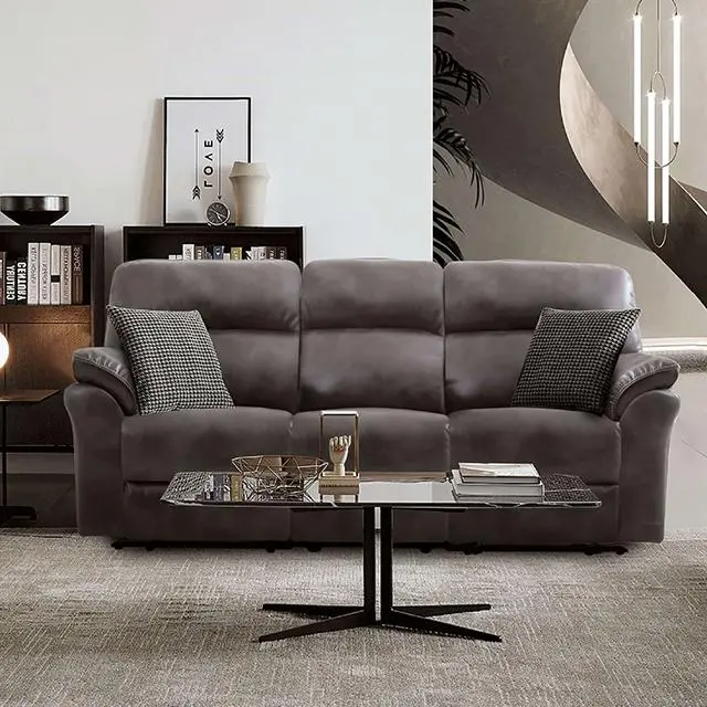 Josias Dark Gray Leatherette Sofa – Modern Low-Profile Design