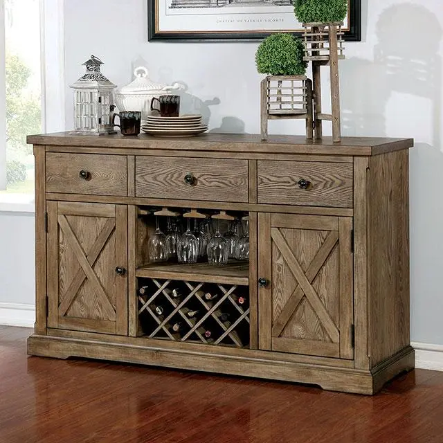 Julia Light Oak Storage Server with Open Shelving