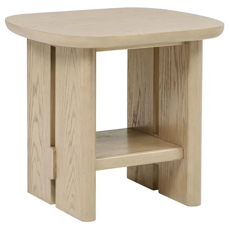 Kailani Round Wood End Table with Lower Shelf