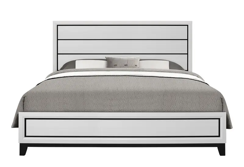 KATE White King Bed, Dresser, Mirror & Nightstand Bundle