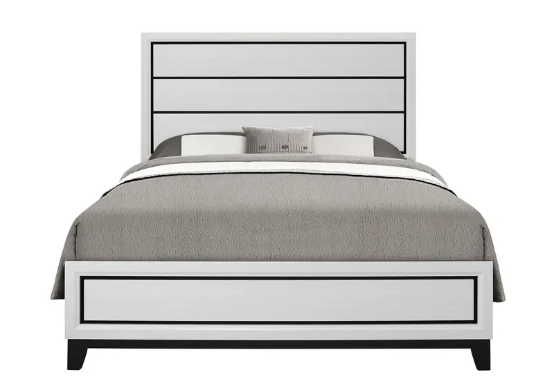 KATE White Queen Bed, Dresser, Mirror & Nightstand Set