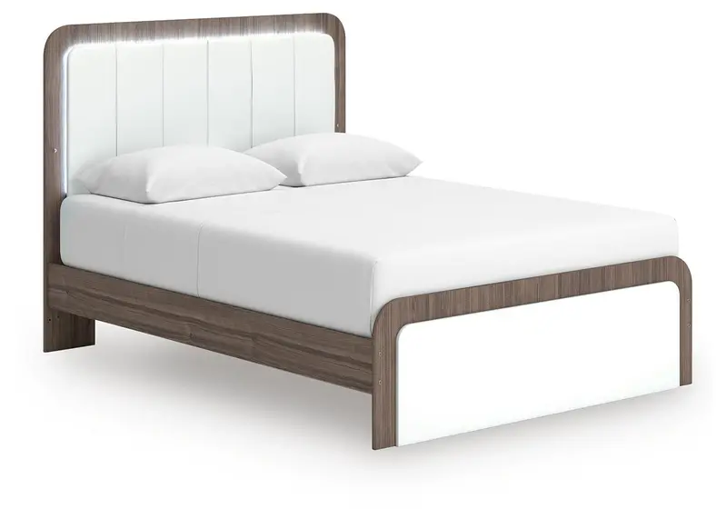 Kendanport Upholstered Platform Bed – Low-Profile Headboard & Wooden Slats