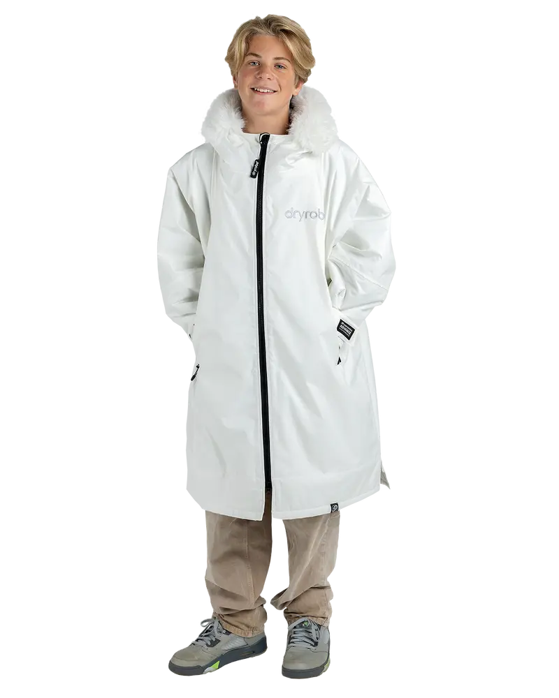 Kids’ Advance Long-Sleeve Snow Jacket – Alpine White & Grey Two-Tone Style