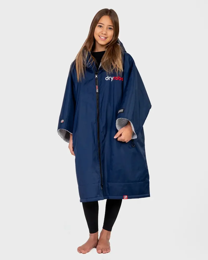 Kids Advance Short Sleeve Dryrobe in Navy Blue and Grey