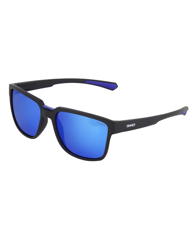 Knoll Polarized Sunglasses – Matte Black Frame with Blue Mirror Lens