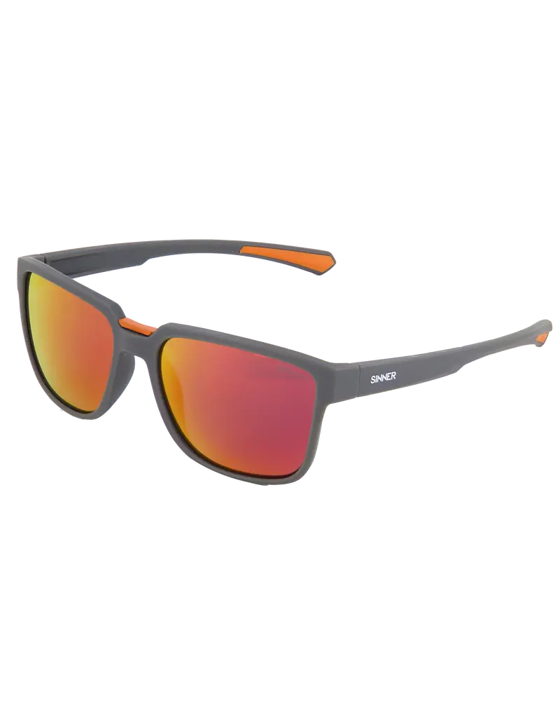 Knoll Polarized Sunglasses – Matte Dark Grey Frame with Orange-Red Mirror Lens