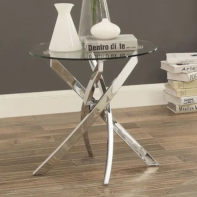 Laila Sleek Chrome-Finished End Table