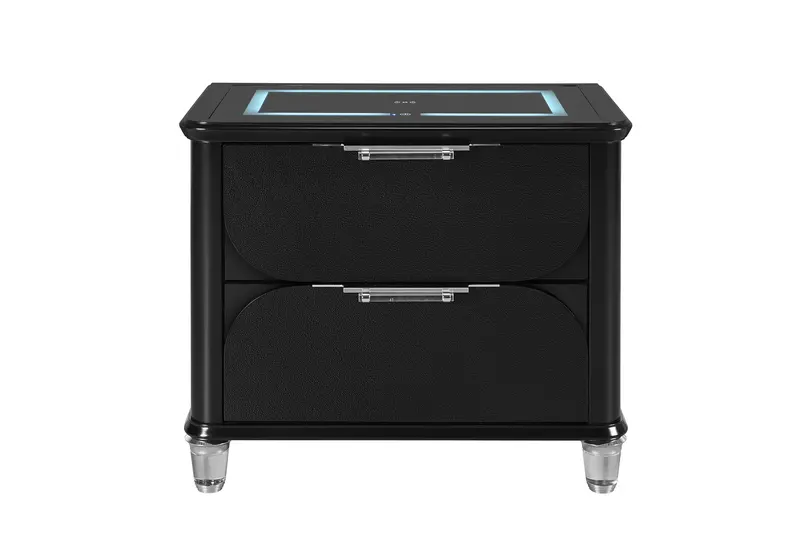 LANDO Black Nightstand with Speaker and Wireless Charging Pad