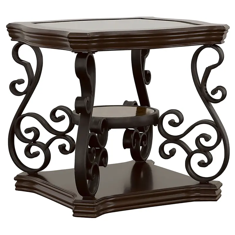 Laney Modern End Table – Geometric Metal Frame & Wood Top