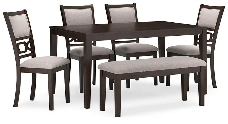 Langwest Expandable Dining Set – Table, 4 Chairs & Bench (6-Piece)
