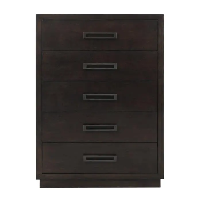Larchmont Charcoal 5-Drawer Tall Chest – Slim Profile Bedroom Storage