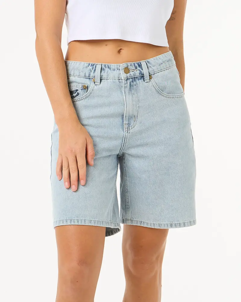 Las Dalias Vintage Blue Relaxed Denim Shorts