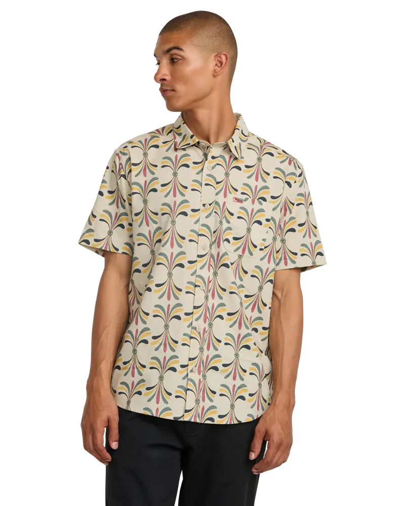 Lauryn Alvarez Eye Floral Button-Up Shirt – Light Khaki