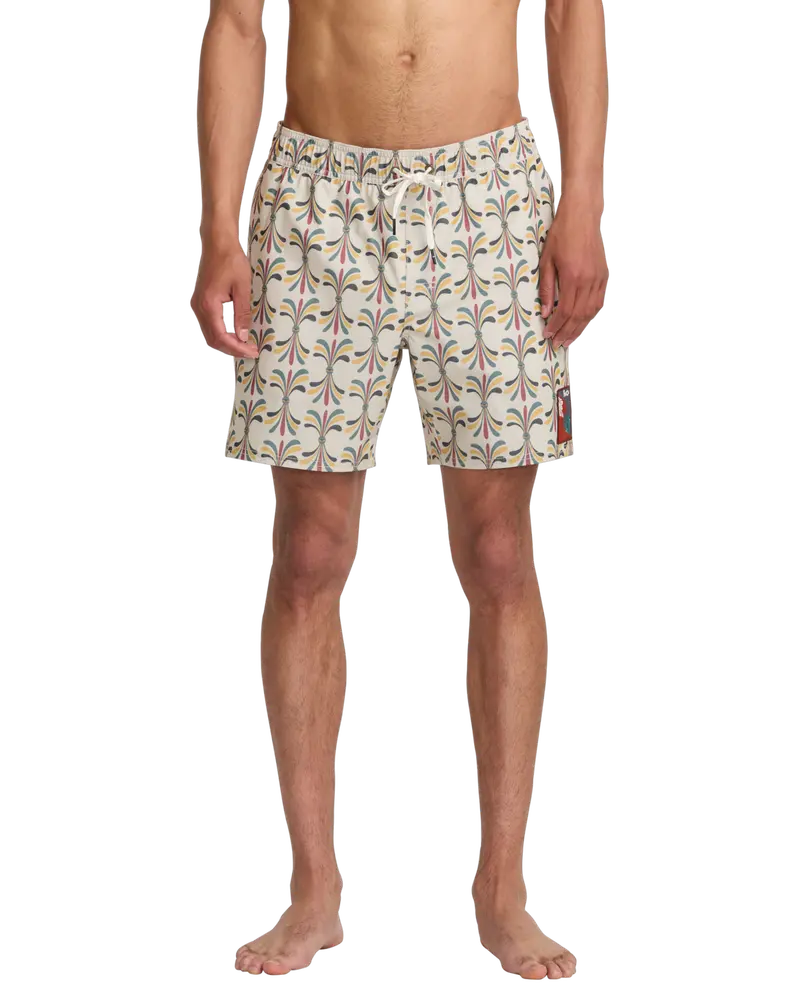 Lauryn Alvarez Eye Floral Volley Shorts – Light Khaki