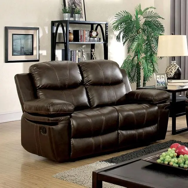 Listowel Brown Leather-Look Love Seat – Compact Two-Seater Sofa
