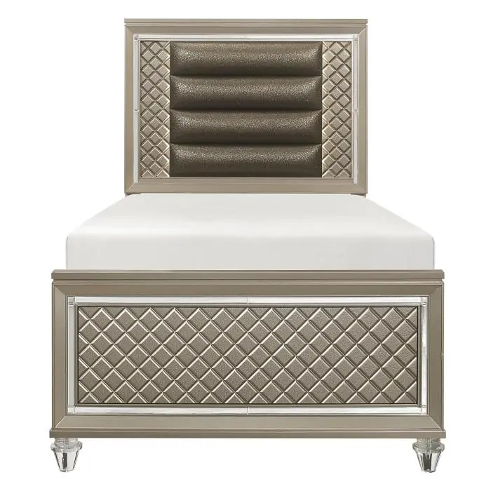Loudon Youth Twin Platform Bed – Champagne Metallic Accent