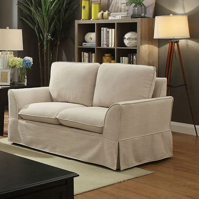 Maxine Beige Fabric Love Seat Sofa