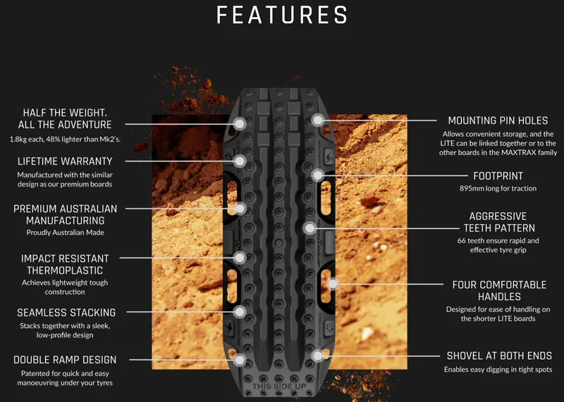 Maxtrax Lite Recovery Tracks – Lightweight Off-Road Traction Solution – Black