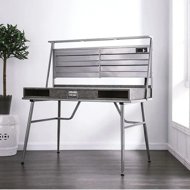 Mccredmond Silver-Finished Executive Desk