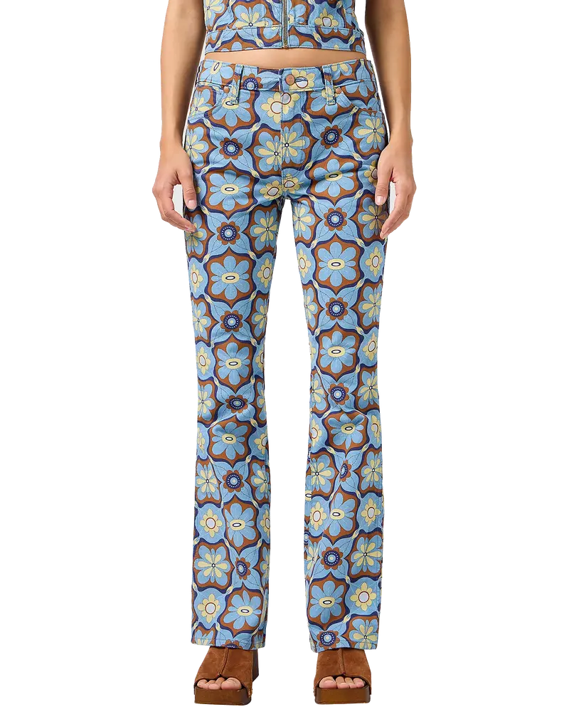 Medallion-Hue Mid-Rise Bootcut Trousers