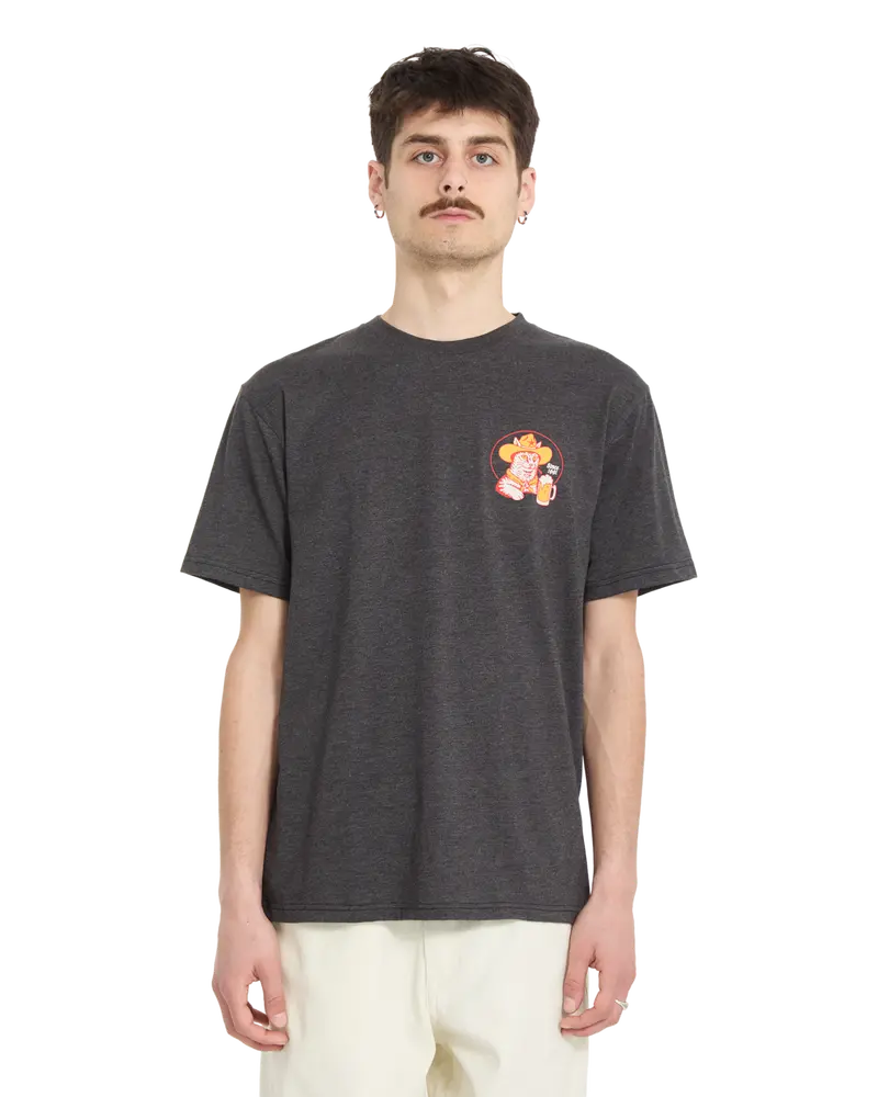 Meowdy Cat-Themed T-Shirt – Deep Heather Black