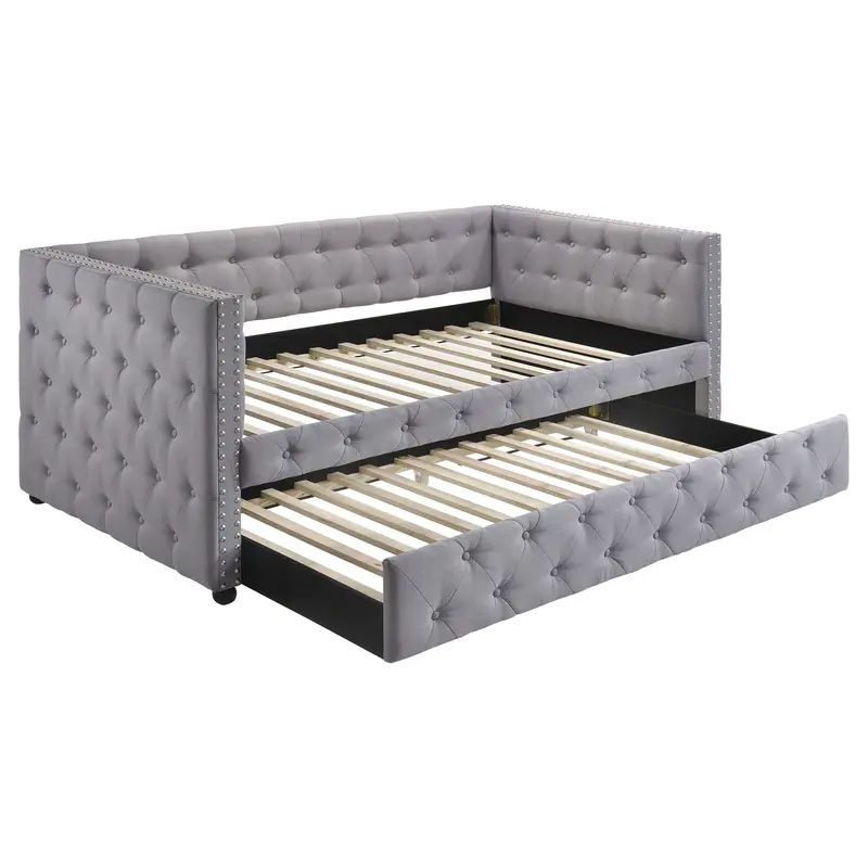 Mockern Convertible Daybed with Rolling Trundle Bed and Linen-Like Upholstery