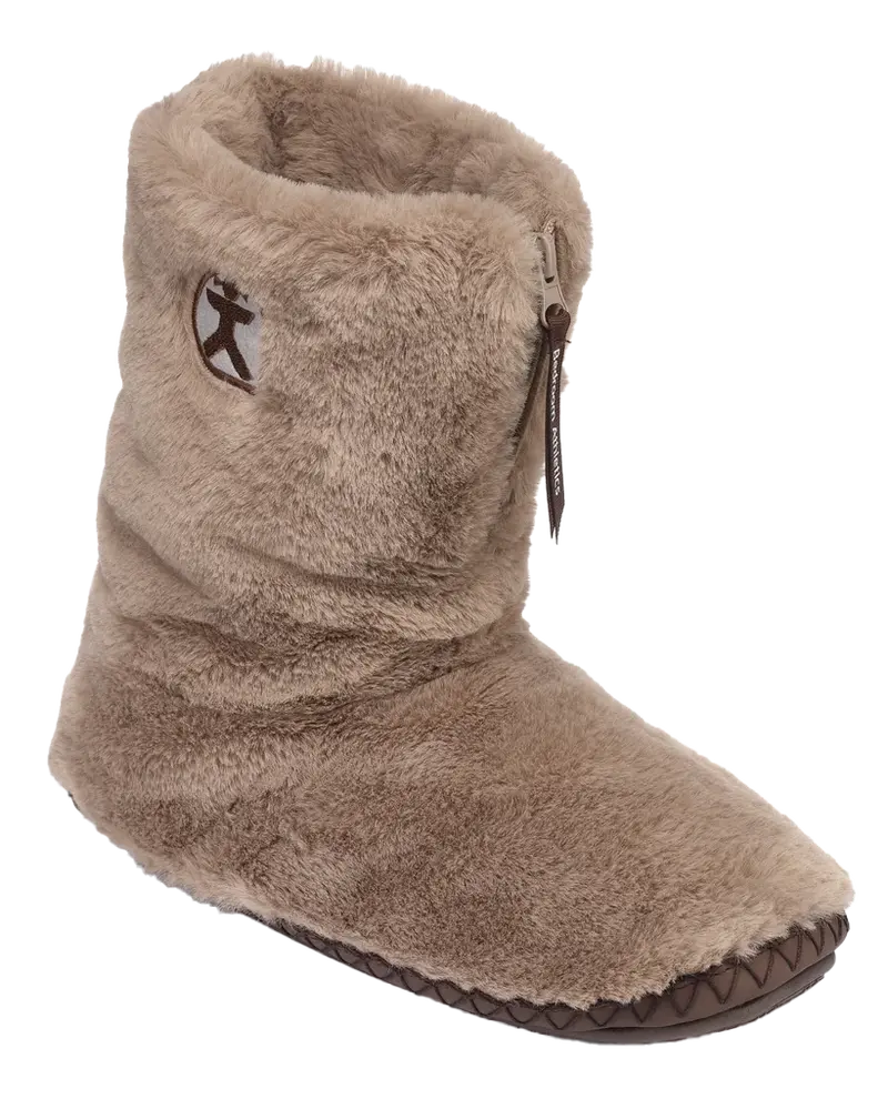 Monroe Plush Faux Fur Slipper Boots – Deep Taupe