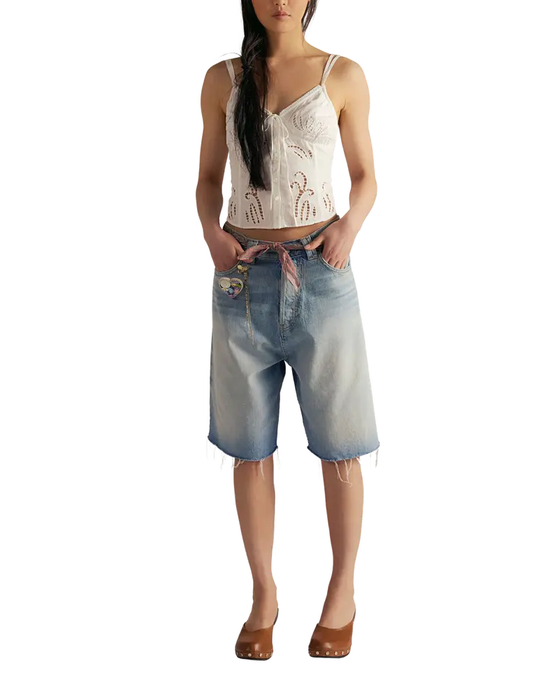 Montana Raw-Hem Denim Shorts – Cowgirl Blues Wash
