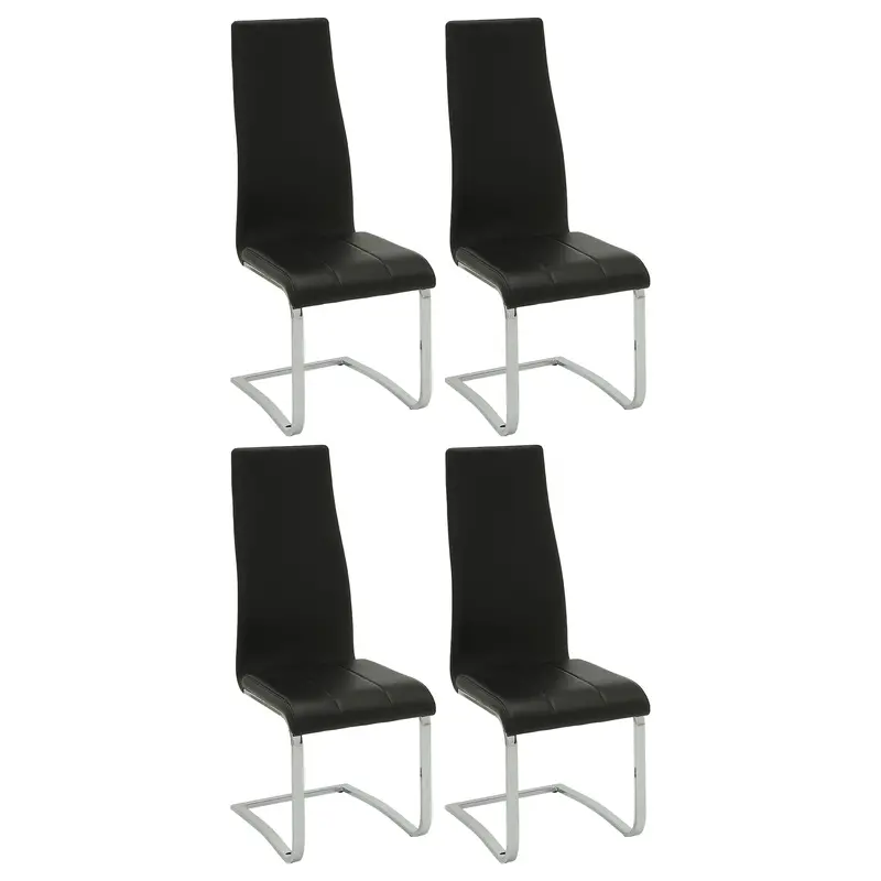 Montclair Black Chrome High-Back Dining Chairs – Pack of 4