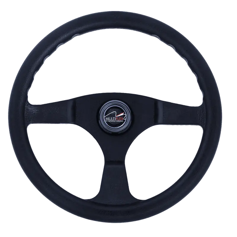 Multiflex Alpha Black Marine Steering Wheel – 350 mm Diameter, 3/4″ Tapered Shaft (LM-W-B1)