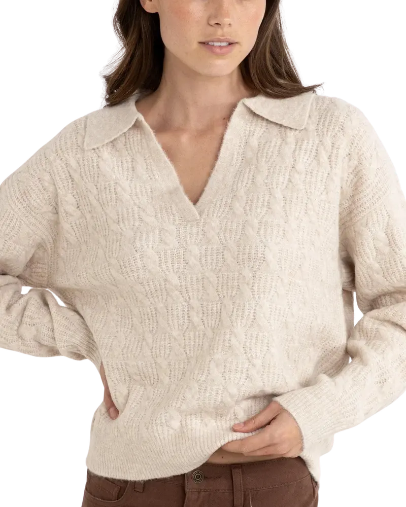 Natural Lexie Collarless Knit Jumper