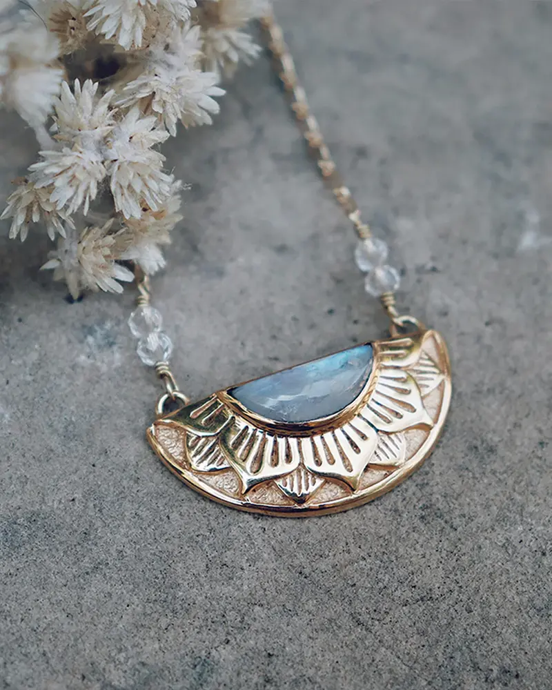 Natural Mystic Necklace – Gold-Plated Brass Base