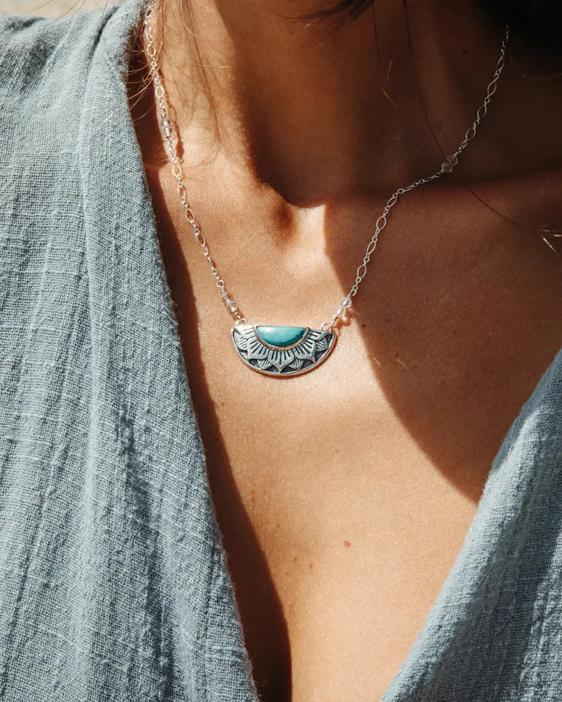 Natural Mystic Pendant Necklace – Premium Sterling Silver Chain
