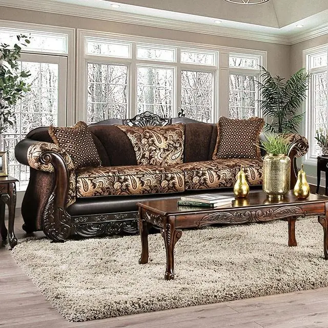 Newdale Brown and Gold Accent Sofa