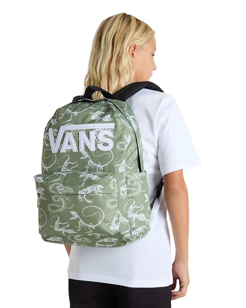 Old Skool Grom Backpack – Loden Green and Crisp White