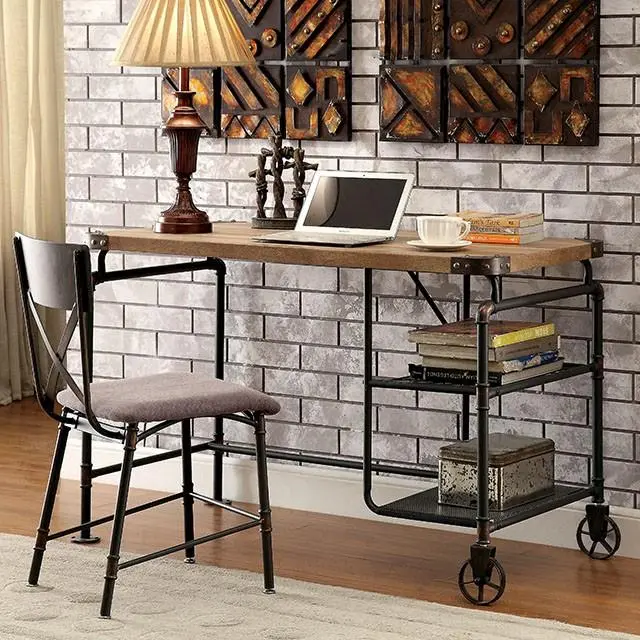 OLGA Antique Black Writing Desk with Shelf