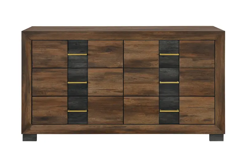 Optimus Brown and Black 6-Drawer Dresser