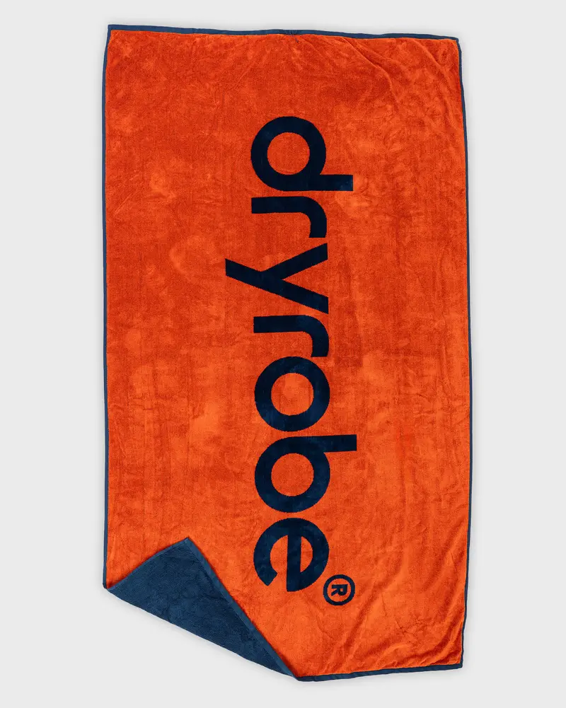 Organic Beach Towel in Orange and Deep Sea Blue