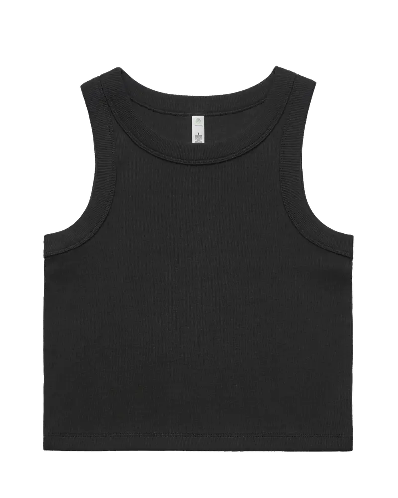 Organic Ribbed Crop Vest – Black Shade