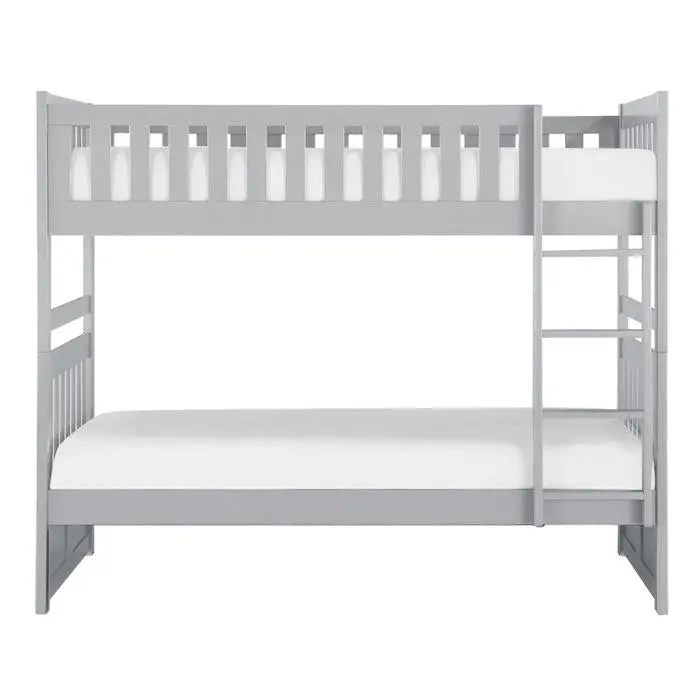 Orion Twin-over-Twin Bunk Bed – Clean Gray Contemporary Frame