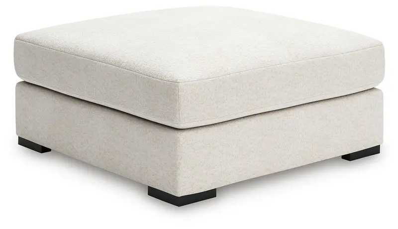 Oversized Accent Ottoman with Upholstered Top and Wooden Base