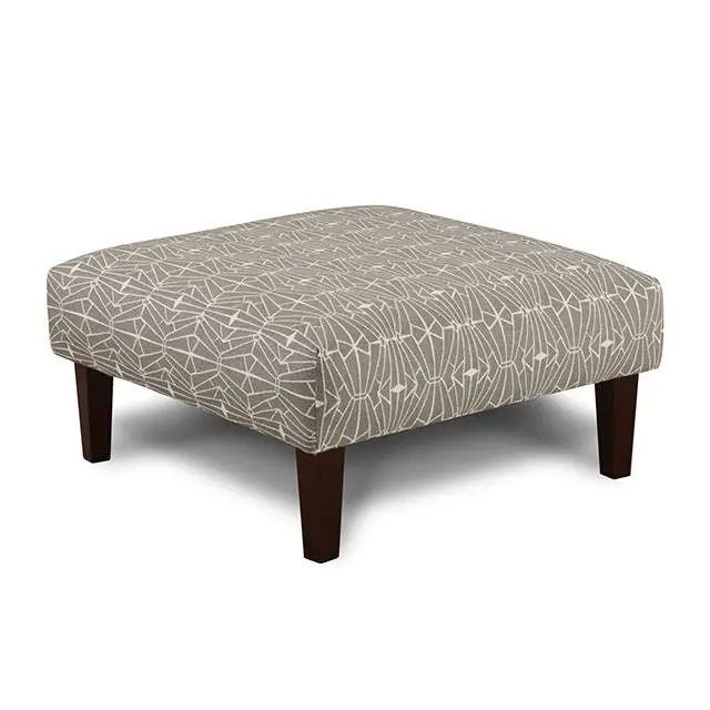 PARKER Gray and Pattern Fabric Ottoman