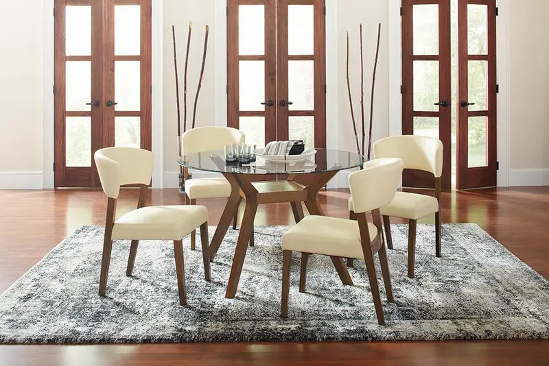 Paxton Mid-Century Nutmeg Glass Top Dining Table