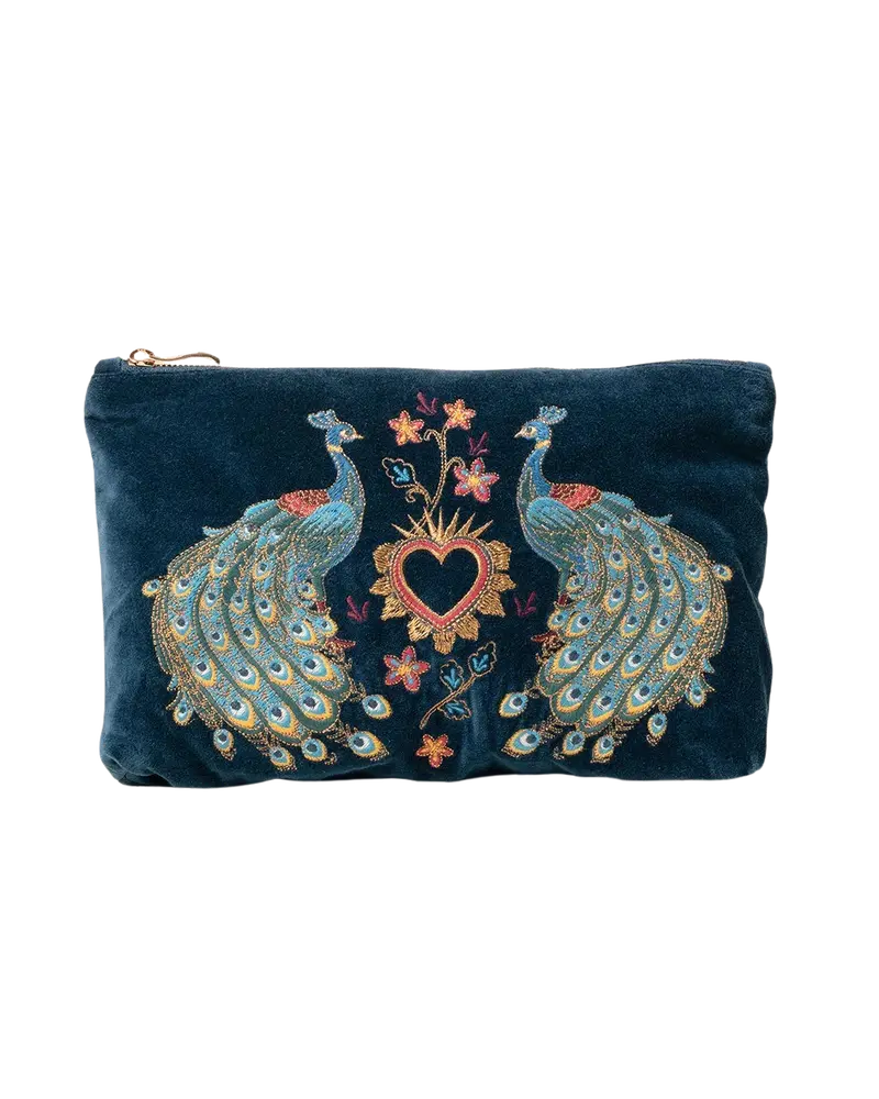 Peacock Floral Everyday Zip Pouch – Ink Blue